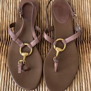 Gucci Brown Sandals with Gold Accents